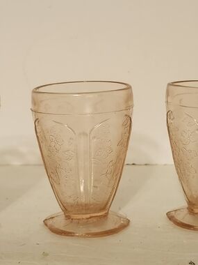 Lot of 3 Jeanette Glass Cherry Blossom Tumblers